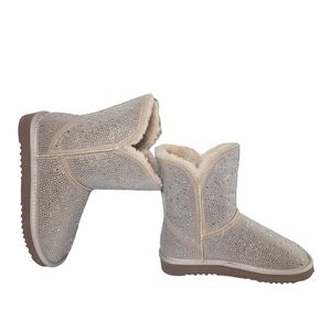 INC International Concepts Adrief Cream Bling Pull On Ankle Booties Sz 7M